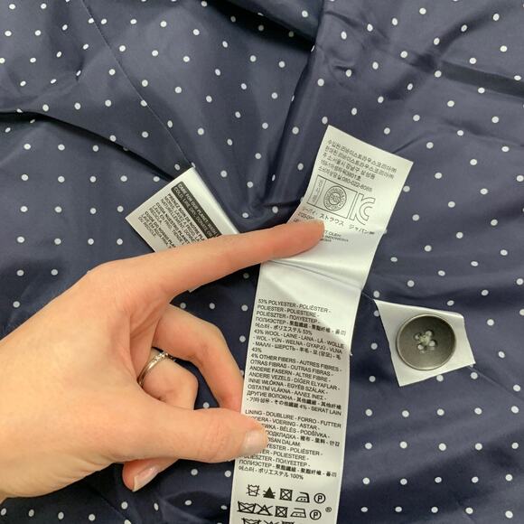 Levis Blazer Womens L Large Brown One Button Wool Blend Polka Dot Lined Jacket - Picture 11 of 13